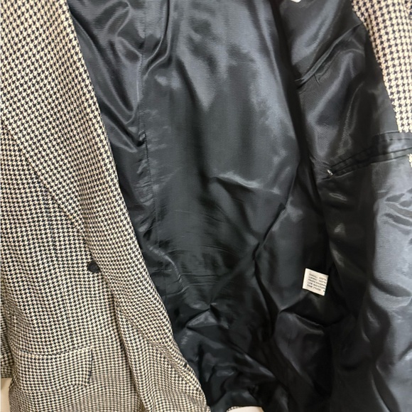 Vintage RARE Guy Laroche 100% Silk Houndstooth Blazer Men’s 40R Double Breasted - Picture 10 of 12